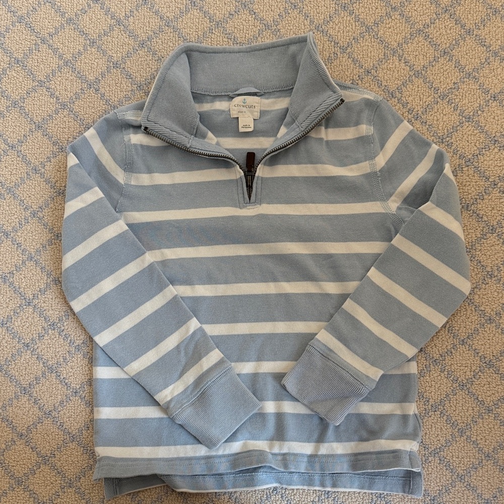 Crewcuts Blue and White Striped Pullover Sweater